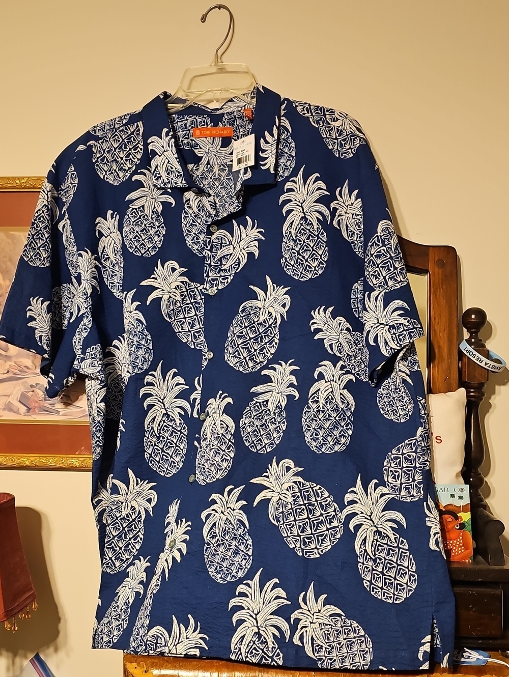 Tori Richard 3xlMen's Navy Pineapple Print Short-Sleeve Shirt NWT Made In Hawaii